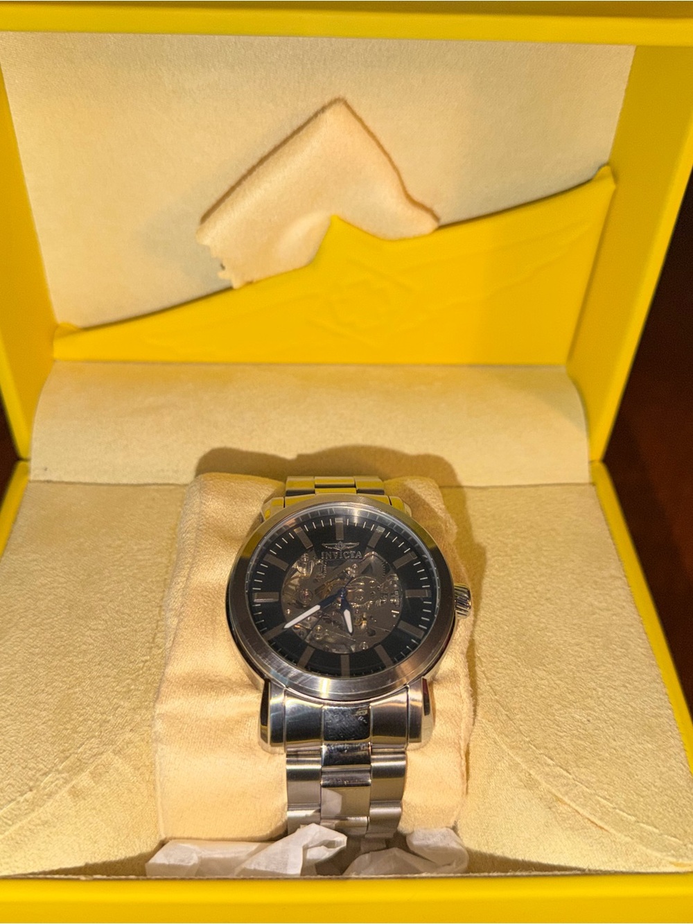 Stainless Steel Men's AUTOMATIC Skeleton Dial Watch - Black